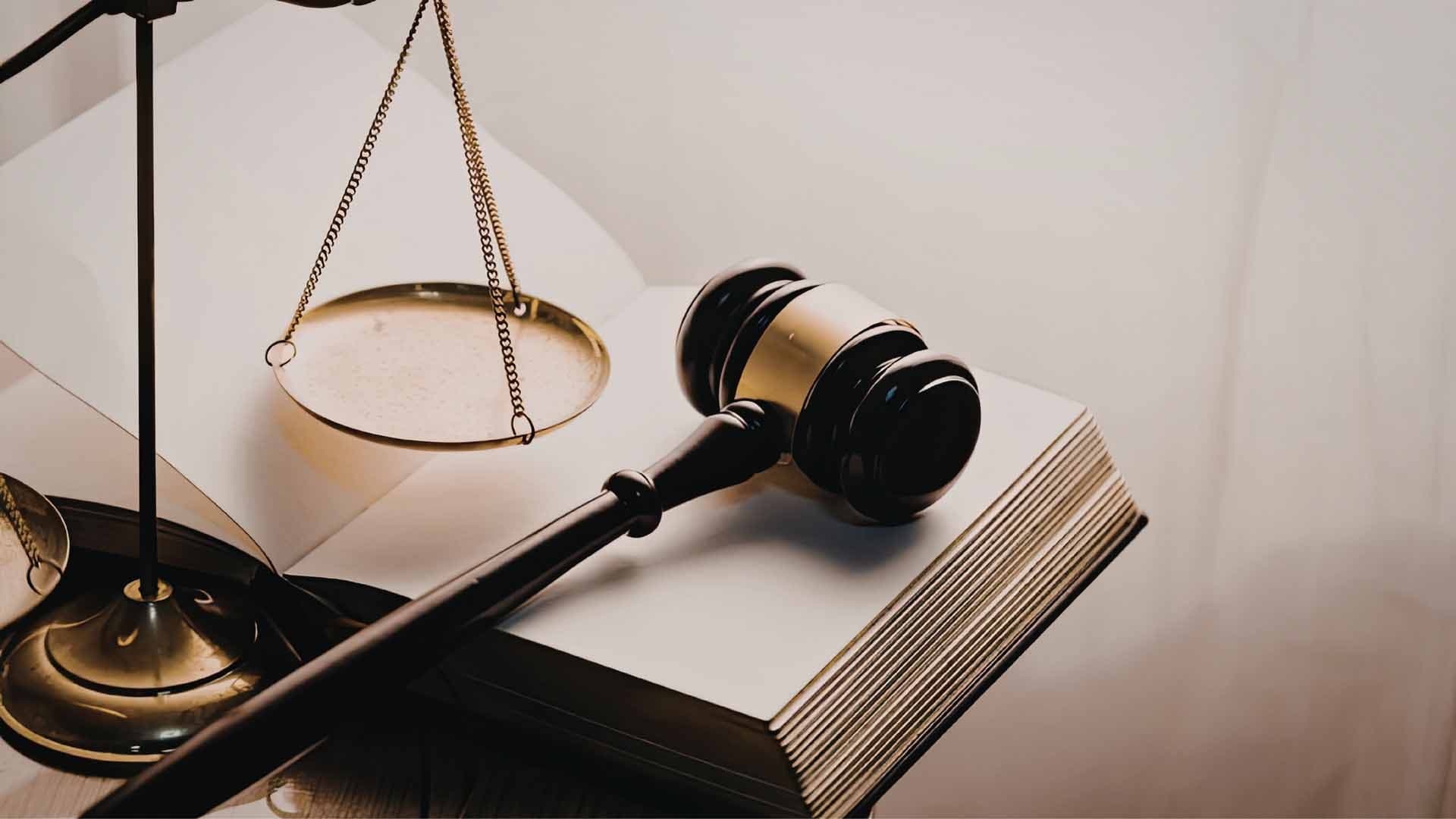 Scales of justice and law books