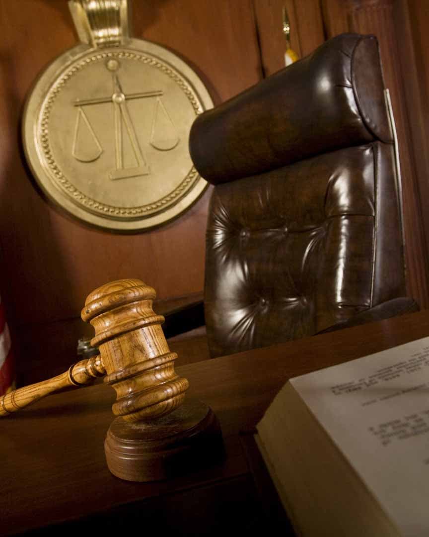 Courthouse gavel and scales of justice